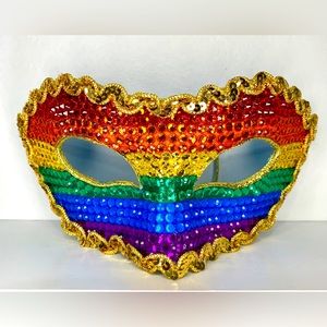 🌈 LGBTQ MASQUERADE MASK WITH CRYSTAL RHINESTONES